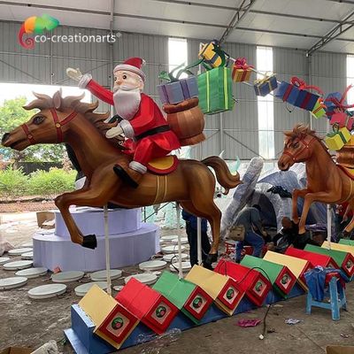 kaufen Laterne Weihnachtsdekorations-Santa Horse Resin Gift Boxs Zigong für Vergnügungspark online manufacture