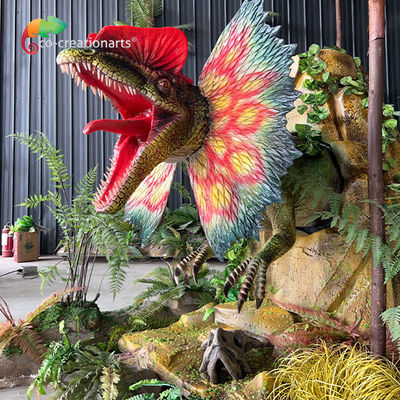 Simulation Lebensgröße Animatronischer Dinosaurier Dilophosaurus Für Vergnügungspark